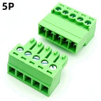 5Sets Solderless Docking Type 2EDG 3.81MM Screw Terminal Block Connector PCB Plug-in Type 2EDG Type Green Terminal Block
