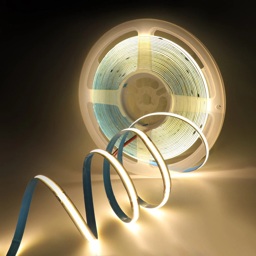 DC 12V 24V COB Strip 320Leds/M High Density RA90 White Pink Yellow Ice Blue Red Green Flexible Ribbon Rope LED Light