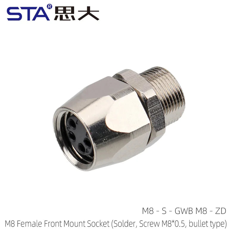 M8 IP67 Waterproof Circular Connector 3 4 5 6 8 Pin Front Rear Panel Mount Solder Industrial Socket Screw M8 M10 M11 M12