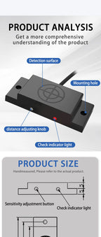 E2K-F Capacitive Proximity Switch Sensor 10mm Sensing Range NPN PNP 12-24V DC Square Capacitive Sensor