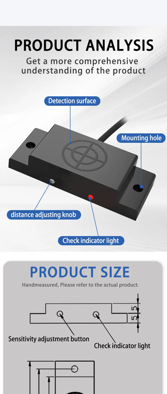 E2K-F Capacitive Proximity Switch Sensor 10mm Sensing Range NPN PNP 12-24V DC Square Capacitive Sensor