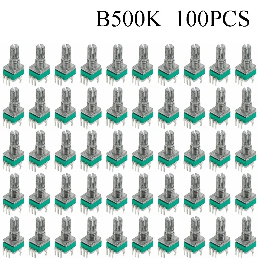 100PCS RK097 Precision Linear Potentiometer Vertical Single Link Shank 15mm D axis B2K B10K B20K B50K B100K B500K B1M