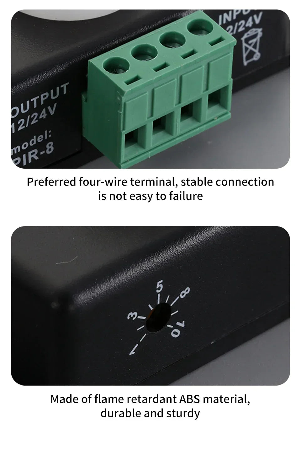 DC 12-24V PIR Motion Sensor Switch - Adjustable Delay Infrared Human Detection Ideal for LED Lights and Wardrobe Strip