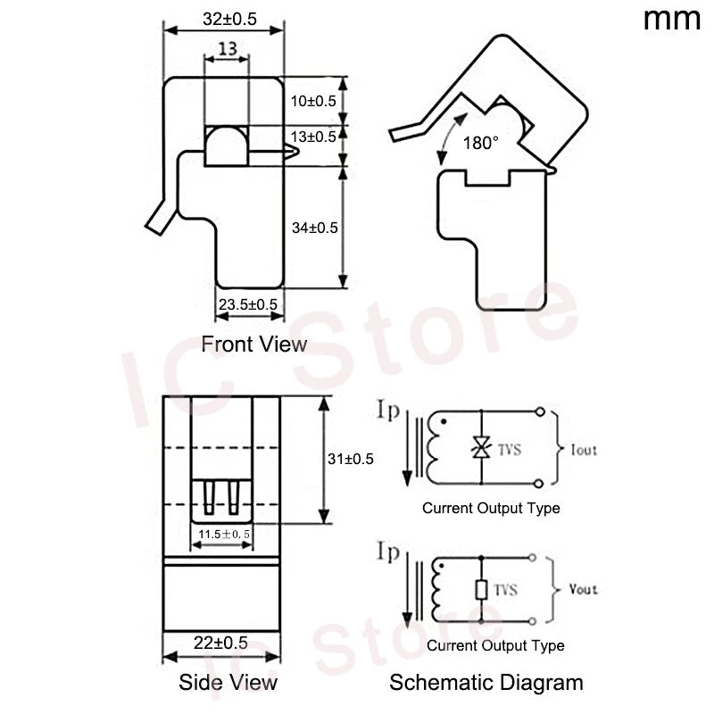1PCS SCT-013-000 5A 10A 20A 30A 50A 100A 50MA 1V 1% Non-invasive Split Core Current Transformer AC Current Sensor