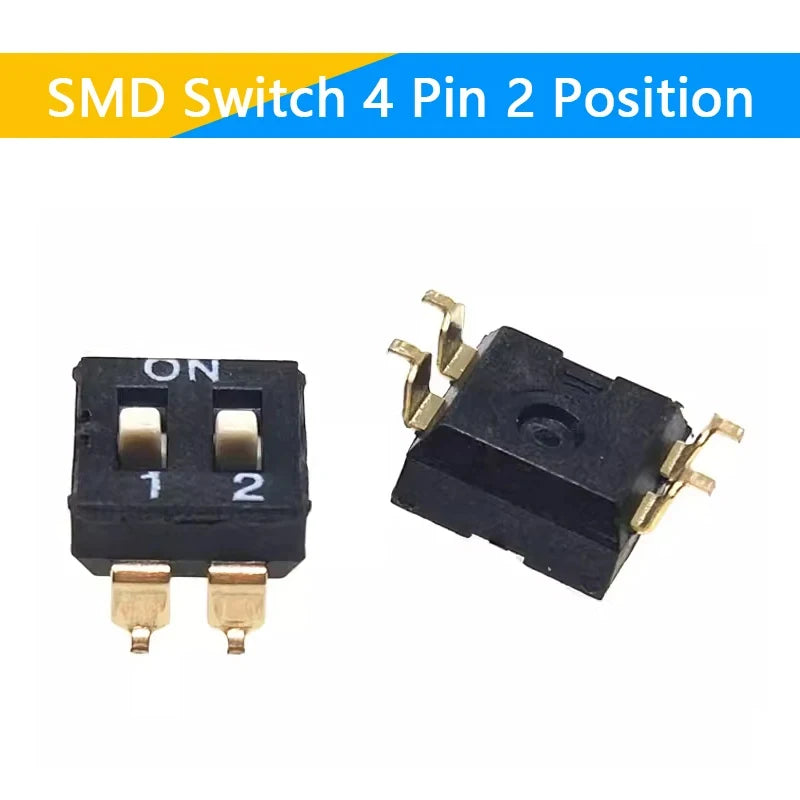 10pcs/lot Slide Type SMT SMD Dip Switch, 2.54mm Pitch 2 Row 4 Pin 2 Position / 8 pin 4 Position / 16 pin 8 Position