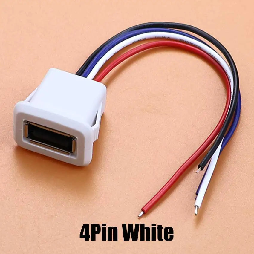 1/5pcs 2Pin 4Pin USB 2.0 Female Power Jack 2P 4P USB A Charging Port Connector With DIY Cable PH2.0 Terminal USB Charger Socket