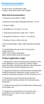 12Pcs 100K ohm NTC 3950 Thermistors for 3D Printer Parts MK2a 1% Reprap Mend Temperature Sensor Resistors 3D Printer Accessories