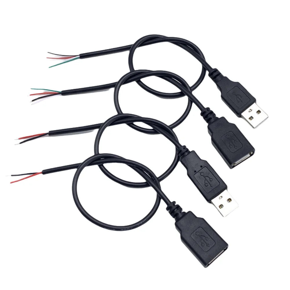 1/2/5PCS DIY USB Power Supply Cable 30cm USB 2.0 A Female Male 2/4 Pin Wire Jack Charger 5V Charging Cord Extension Connector