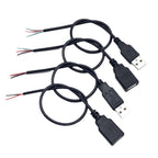 1/2/5PCS DIY USB Power Supply Cable 30cm USB 2.0 A Female Male 2/4 Pin Wire Jack Charger 5V Charging Cord Extension Connector
