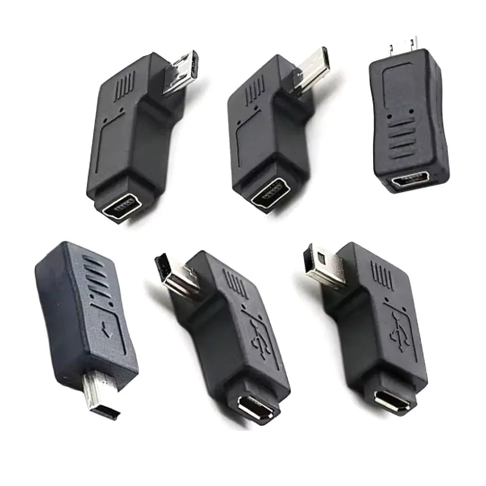New Mini USB to Micro USB Adapter Plug 90 Degree Left&Right Angle Micro USB Male to Mini USB Female Type B Connector