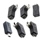 New Mini USB to Micro USB Adapter Plug 90 Degree Left&Right Angle Micro USB Male to Mini USB Female Type B Connector