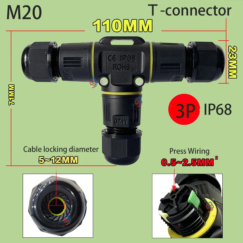 IP68 Waterproof Connector 2/3/4/5 Pin Screw Wiring Terminal Adapter For LED Light Electric Wire Connector Outdoor Junction Box