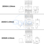 (1 Pcs) KF 2EDGK 2EDGV 2EDGR - 2.54mm Plug-in Terminal Blocks 15EDGK / V / R  Straight and Angled Pin Sockets 2EDG 2.54