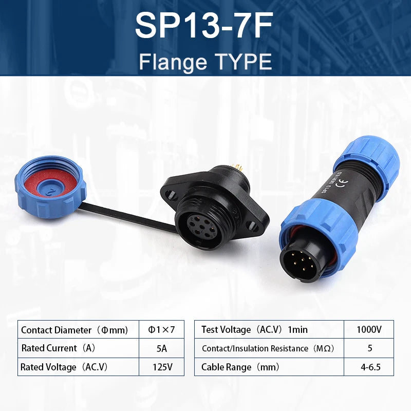 SP13 IP68 Flange Type Aviation Plug 2/3/4/5/6/7/9Pin Plug And Socket Male/Female Waterproof Electrical Cable Connector Welding