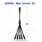 Splitter DC Power Cable 1 To 2/3/4/5/6/8 Way 5V 12V Male Female 5.5x2.1mm DC Plug Extension Wire For LED Strip Light Camera CCTV