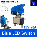 Auto Car Boat Truck Illuminated Led Toggle Switch ON OFF With Safety Aircraft Flip Up Cover Guard 12V20A transparent