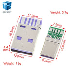 1/5Set PD Fast Charge Type-C USB 65W 5A  Male Connector Welding With 5Pin PCB + Type A Male 5Pin USB DIY OTG Data Charge DIY KIT
