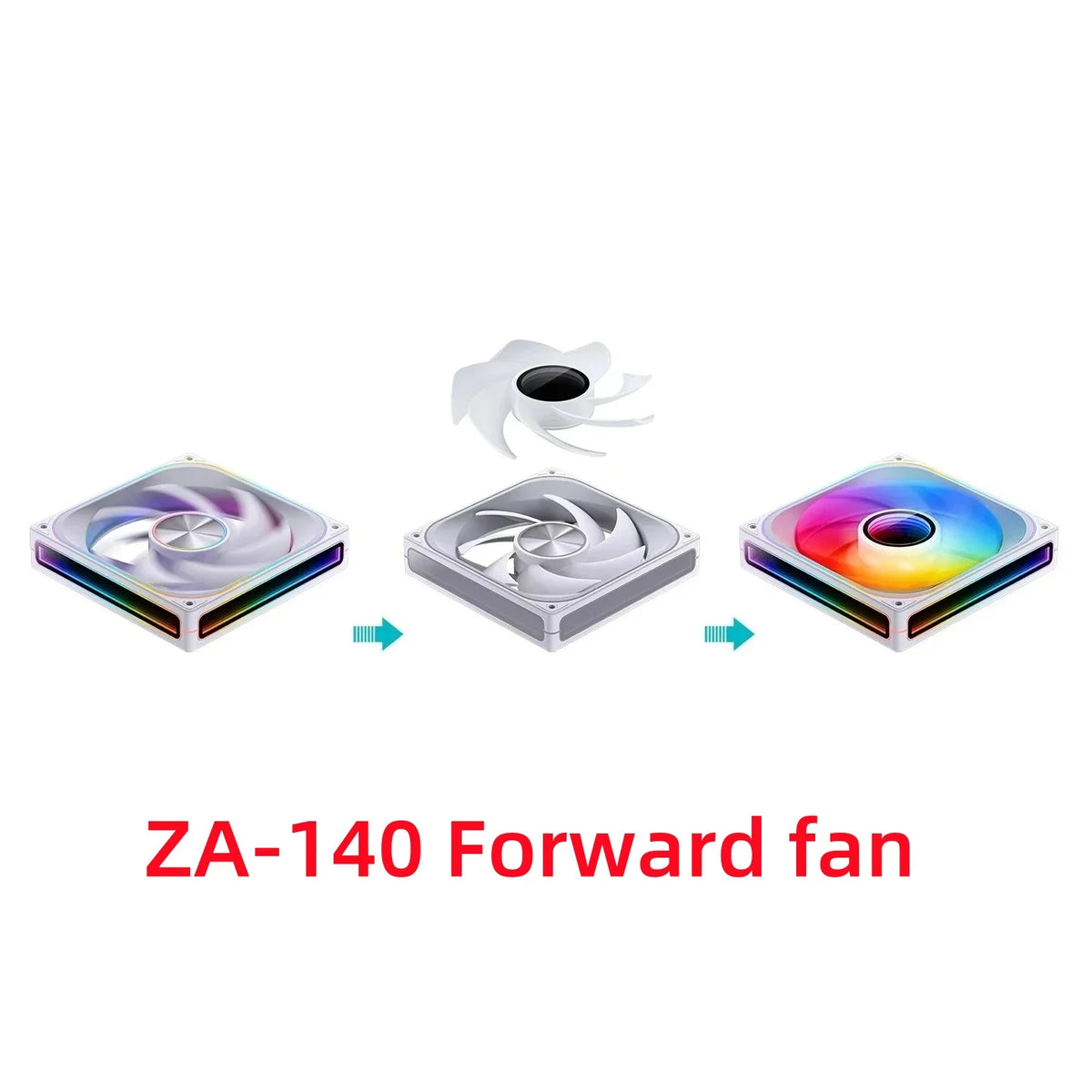 Jonsbo ZA-420/140 Computer Case Fan DIY Exchange 2 Sets Fan Blades  5V ARGB 140mm PWM Reverse Combination Cooling Fan