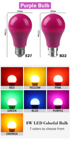 2-10pcs Colorful Bulb B22 E27 110V 220V Red Yellow Blue Green Pink Purple Orange Light Bulb Lamp for Home