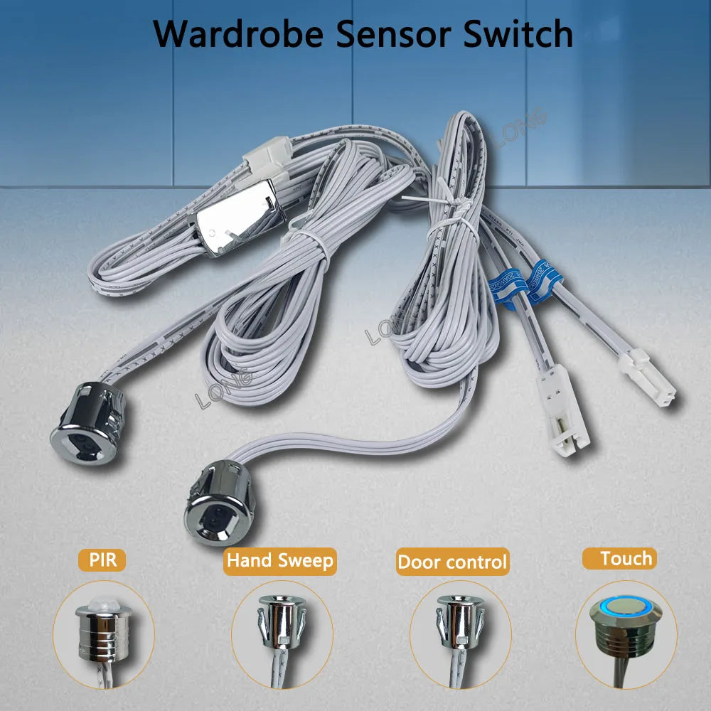 Wardrobe Sensor Switch DC12V 24V 5A PIR Hand Sweep Door Control Touch Sensor For LED Cabinet Closet Lighting