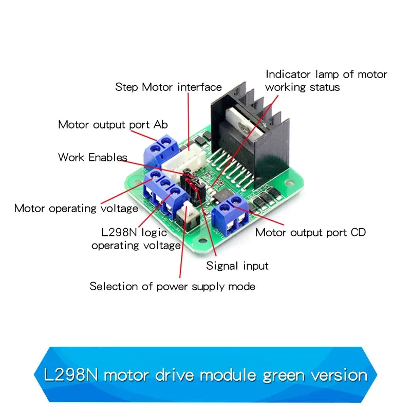 1PCS L298N Driver Board Module L298N Stepper Motor Smart Car Robot Breadboard Peltier High Power L298 DC Motor Driver