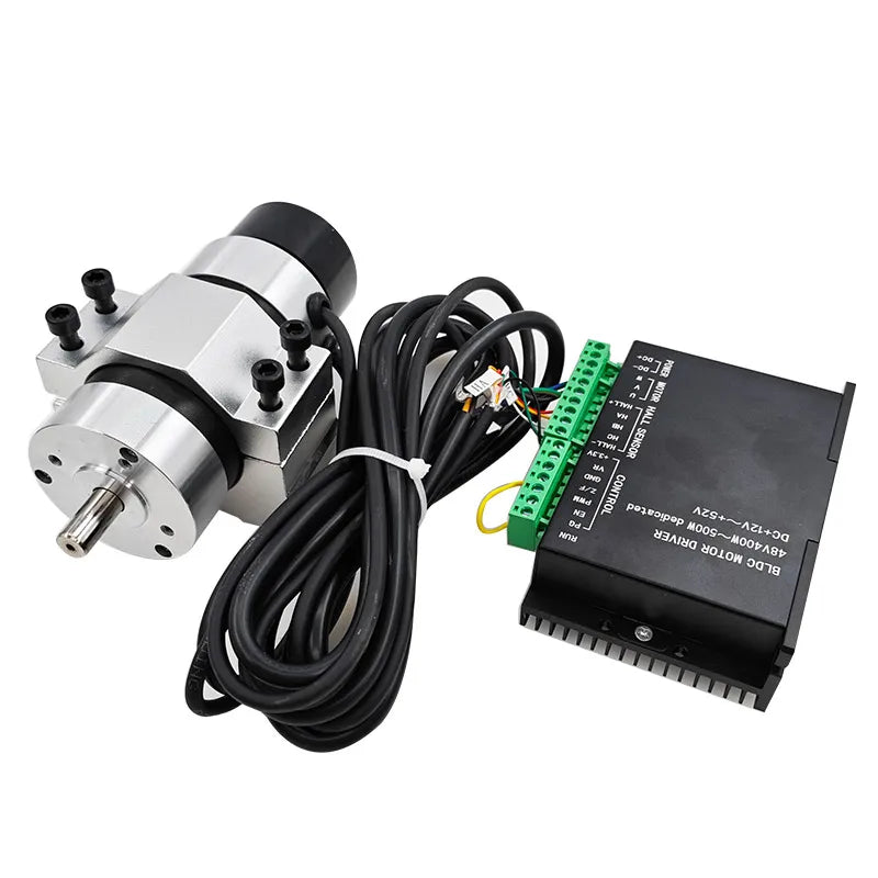 48V 500W ER11 Brushless Spindle+57MM Clamp with Screws+ 48V Brushless Motor Driver+ER11-10mm Built in HALL Sensor