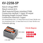 1PC 225 Series Wire Connectors Plug-in Electrical Terminal Block Spliceable One In Multiple Out Splitter Guide Rail Junction Box