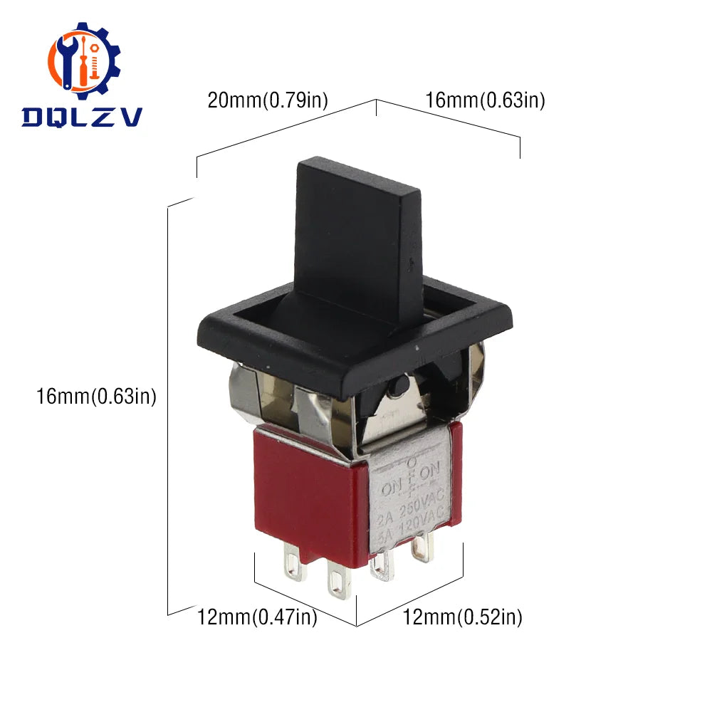 SPDT DPDT Reset Latching Toggle Switch RLS-102 5A 125V 3A 250 AC Mini 3 6PIN ON-ON ON-OFF-ON Rocker Switch Lights Motors