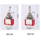 6mm Mini Toggle Switch MTS-102 103 202 203 SPDT ON-OFF-ON with Waterproof Cap 6A 125V/250V 3/6 Pin