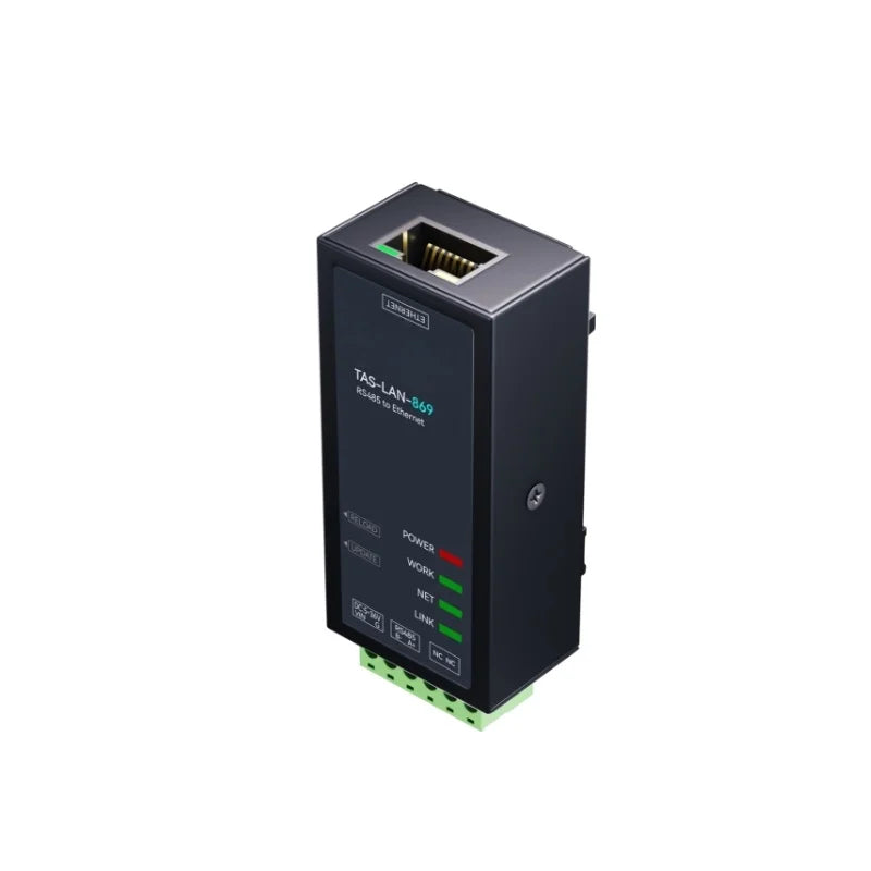 Serial to Ethernet Converter, RS485↔Ethernet, Modbus RTU/TCP Gateway, IP30, 5-36V DC, DIN Rail Mount
