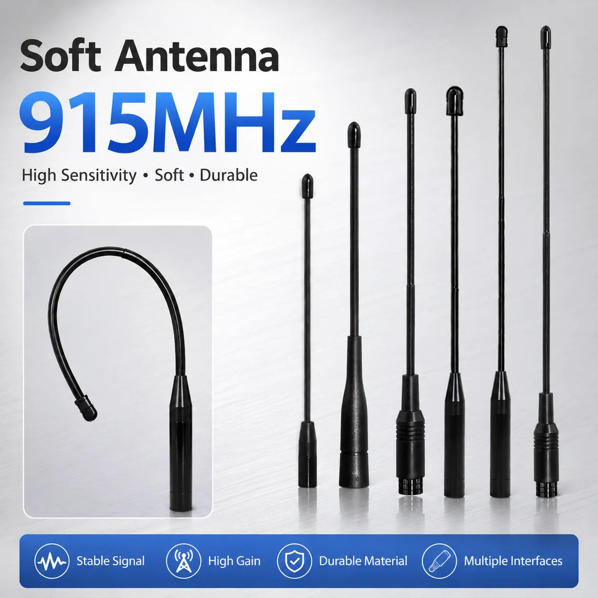 GIZONT LoRa 915MHz Soft Antenna 17CM 902-928MHz SMA Flexible Whip Antenna 20CM For MeshTastic LoRaWan ESP 32 Teletransmission