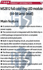 ‌WS2812 8x8 RGB LED Matrix – 64 Programmable 5050 Addressable LEDs with Arduino/Raspberry Pi