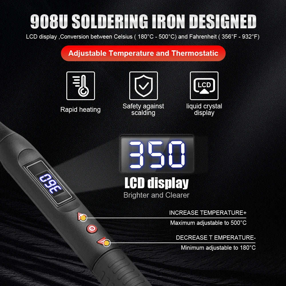 JCD 908U 80W Soldering iron Set kit LCD display Adjustable temperature portable Soldering iron 220V/110V Welding Repair Tools