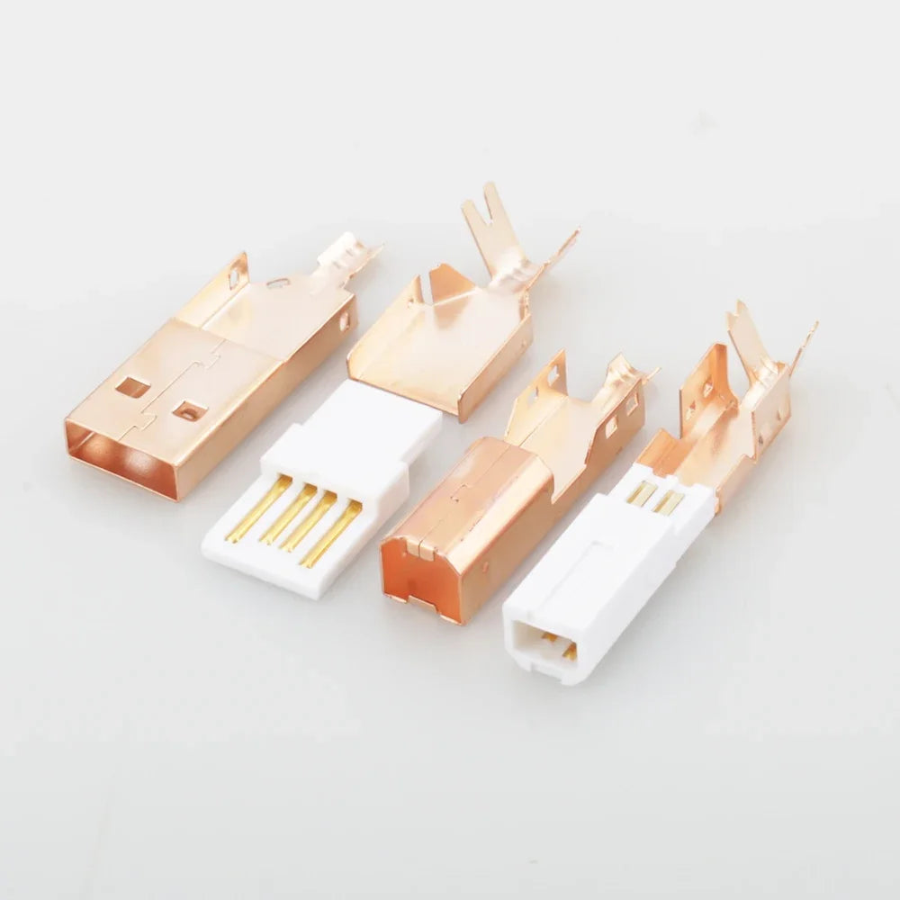 Hi-End Rose Gold Plated USB Connector USB A+USB B Type A-B Plug For DIY USB Cable Taiwan Made