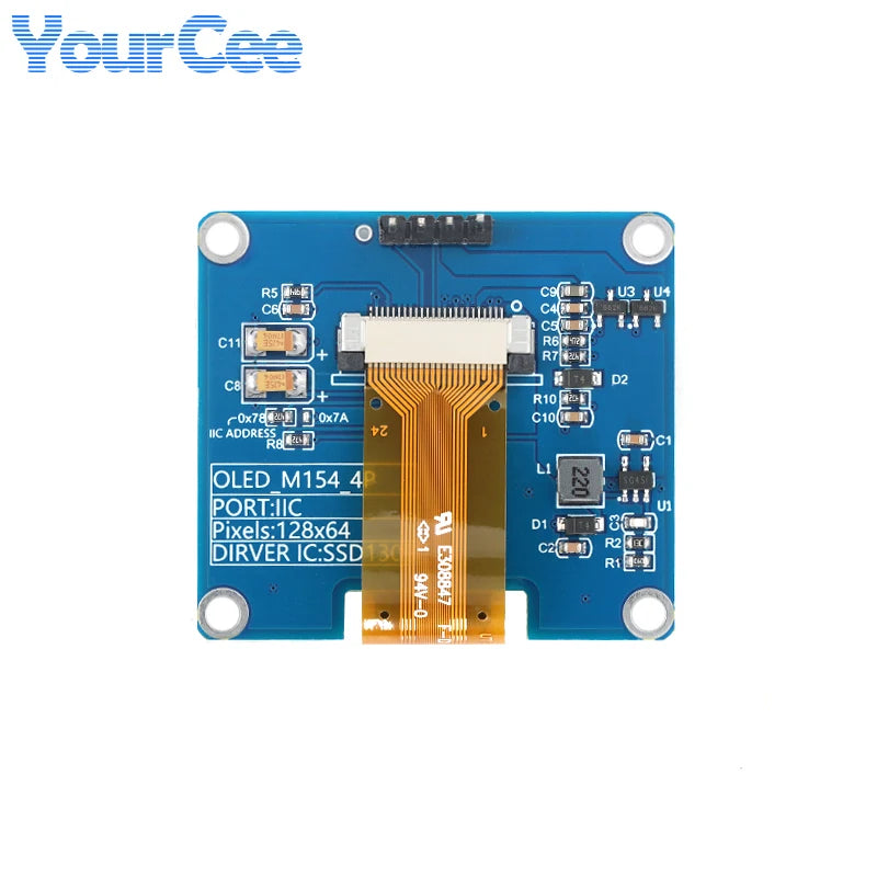 1.54" OLED Module 1.54 inch LCD Screen Display SSD1309 Drive 4PIN/7PIN 128*64 128x64 SPI/IIC I2C Full Perspective 3.3V-5V
