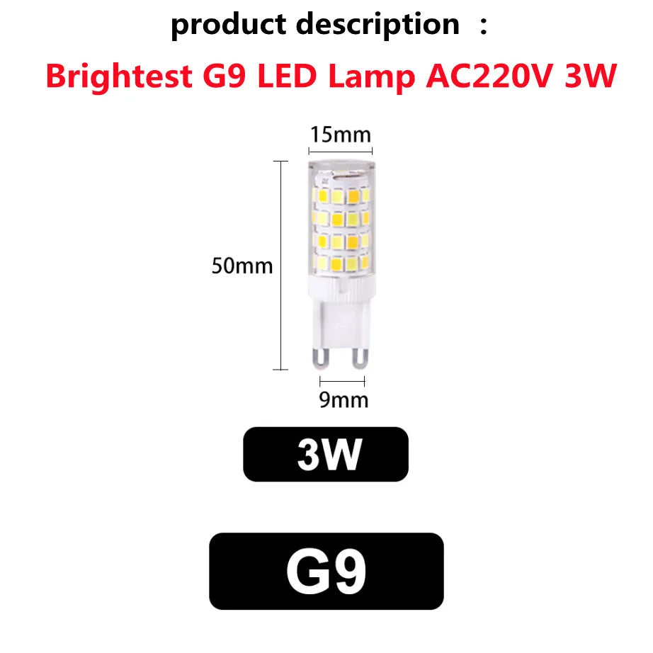 Brightest G9 LED Lamp AC220V 3W 5W 7W Ceramic SMD2835 LED Bulb Warm/Cool White Spotlight Replace Halogen Light Consignment