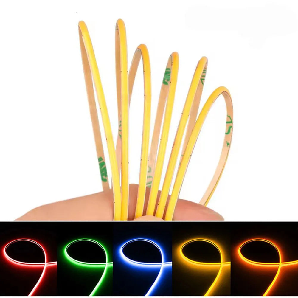 5V 12V 24V 3mm Ultra Narrow COB LED Strip 400LEDs LED Bar Lights for Car Lamp Orange 1800K 2000K Warm White 4000k Red 5m 10m 50m