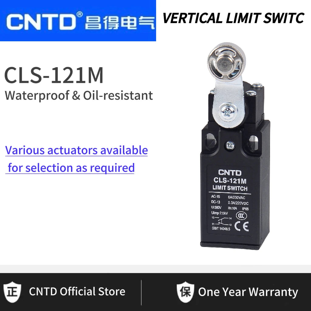 CNTD CLS-121M Rotary Roller Limit Switch IP65 10A 380V Momentary Reset Travel Switch for Elevator Machinery Automation Equipment