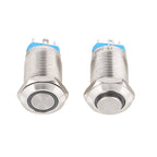 1pc 12mm Anti-Vandal Metal Push Button Switches High Flat Round With LED Green Red Blue White 3V 12V Momentary Latching Reset