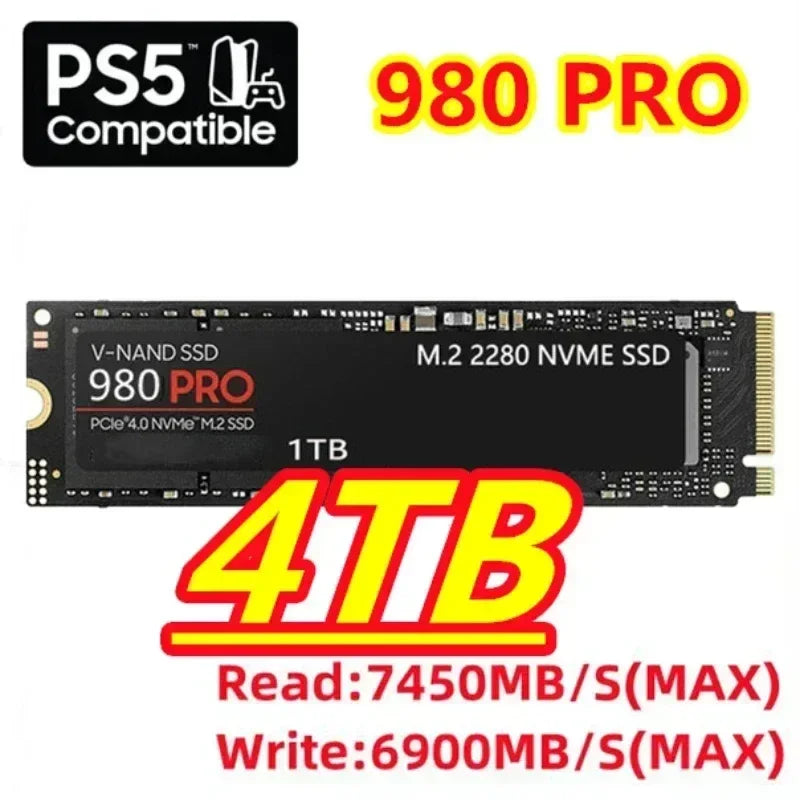 980Pro M.2 2280 NVMe PCIe Gen4.0 X4 TLC 3D NAND Internal SSD, Multi‑Capacity 1TB‑8TB Storage for PS5, Laptop & Desktop