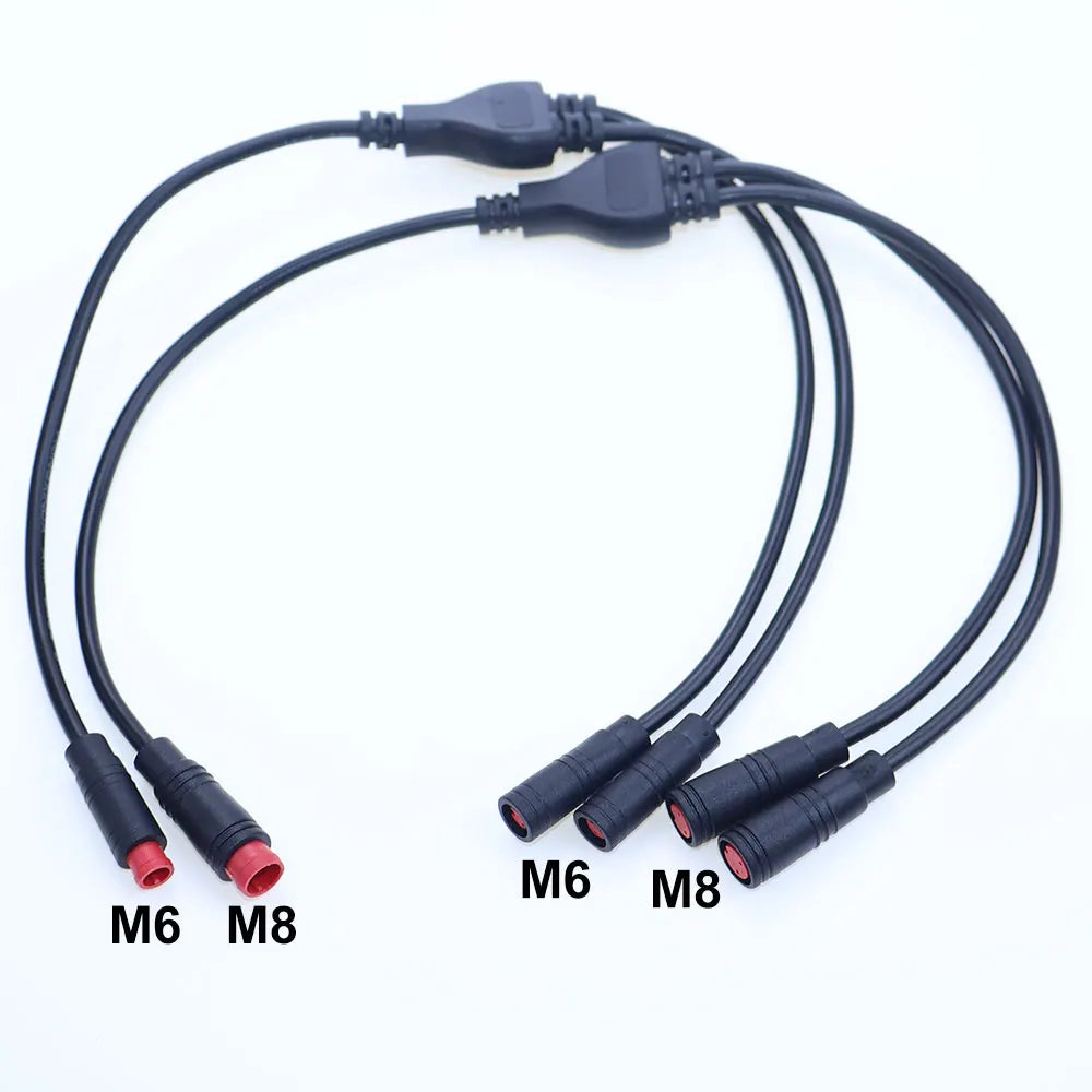 M6 M8 1 Male To 2 Female 2/3/4/5/6 Pin Ebike Splitter Sensor Connector Plug Electric Bicycle Butt Waterproof Cable Joint 40CM