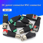 2PCS DC 12V Male Female BNC Connectors 5.5*2.1mm/2.5mm Welding-Free Power DC Plug Adapter Jack Sockets For LED Strip CCTV Camera