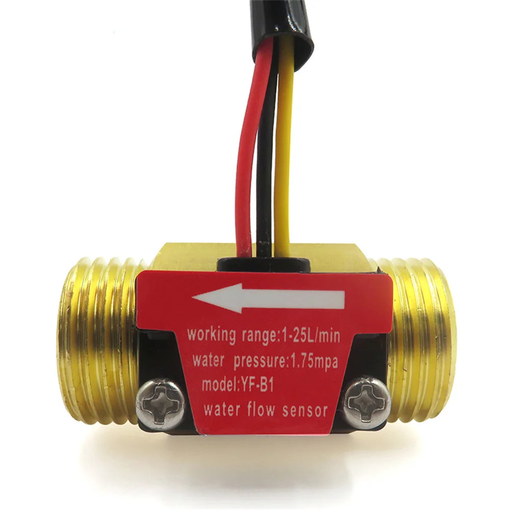YF-B1 G1/2 Water Flow Sensor Hall Sensor Switch Industrial Flowmeter Water Flow Sensor DC5-18V 1-25L/min 1.75MPa Water Pressure