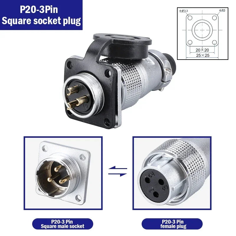 PLS20 Aviation Connector 2/3/4/5/6/7/8/9/10/12Pin Air Carrier Male Female Plug Connector WS20 TP20