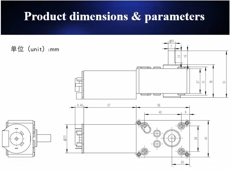 1pc 5840-31ZY Scroll Hall Encoder Geared Motor 12V 24V Hanger Motor Metal Gear Forward Reverse