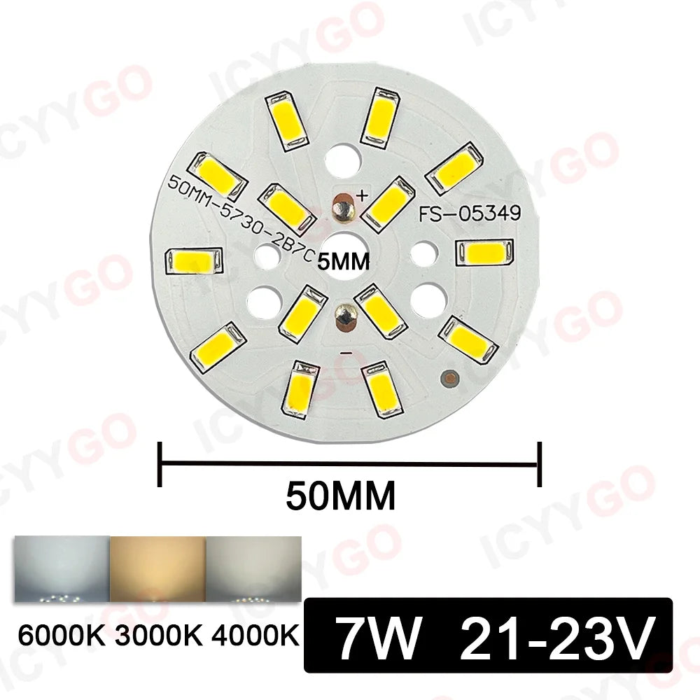 10PCS 9W 7W 5W 3W 2W SMD 5730 LED PCB Light Source Aluminum Light Board 20mm 23mm 50mm Mini LED Bulb Replacement Light Board
