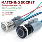 2NO2NC 16/19/22mm Waterproof Metal Push Button Switch LED Light Momentary Car Engine Power Switch 3/6/12/24/220V silver 1NO1NC