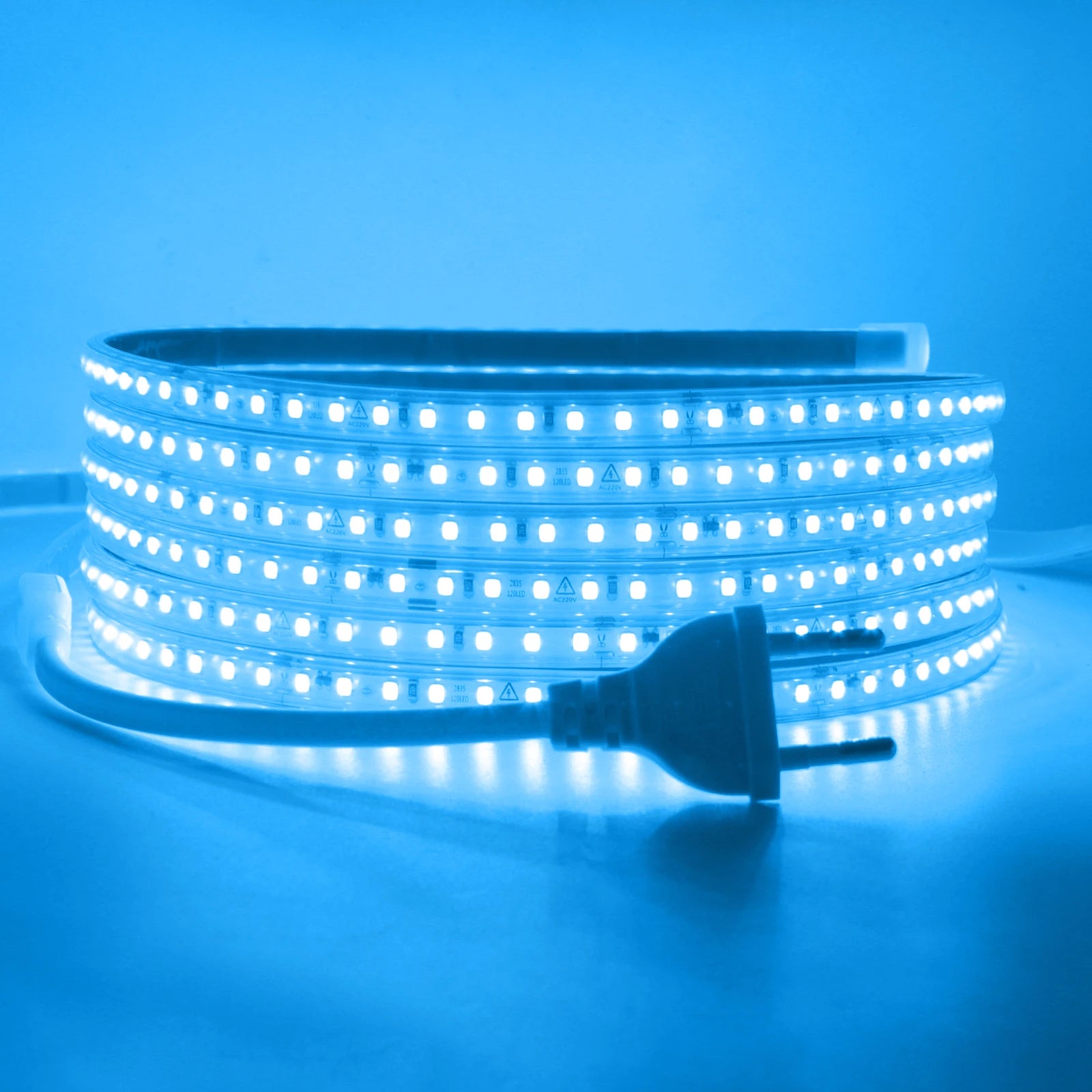 220V LED Strip 2835 120LEDs/m Waterproof 0.5M 5M 10M 20M 30M 40M Flexible Lamp Adhesive Tape White Red Green Ice Blue Pink