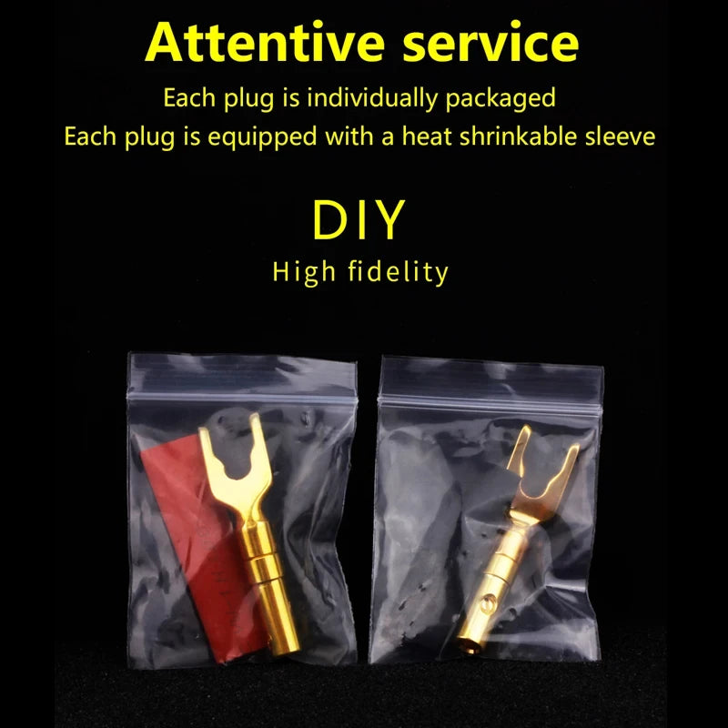 YYTCG Gold plated Banana Plug Connectors, Speaker plugs, audio screws, fork connectors, U and Y 1pcs/4pcs