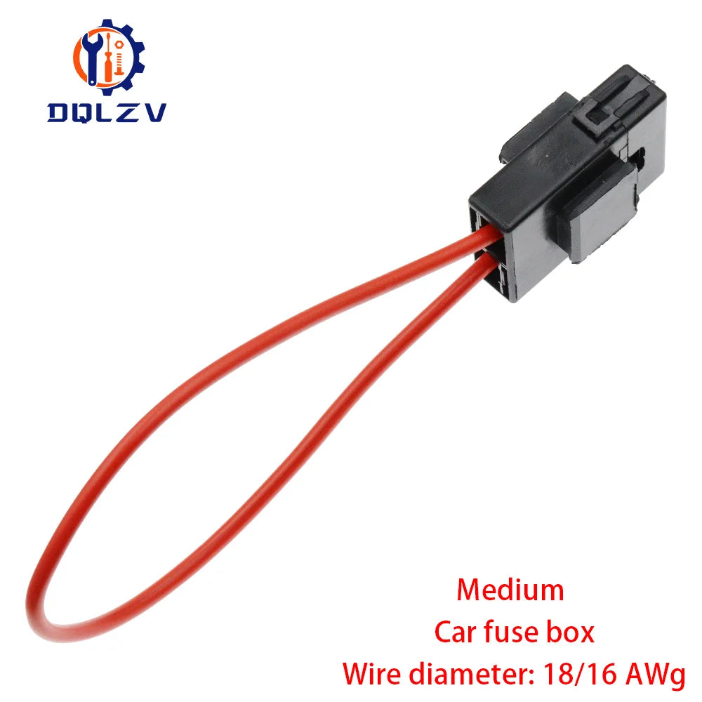 Medium ATC Fuse Holder In-line 18/16AWG Wire Copper 32V Power Blad with Small Fuse and Car Blade Fuse 2A 3A 5A 7.5A 10A 15A 20A